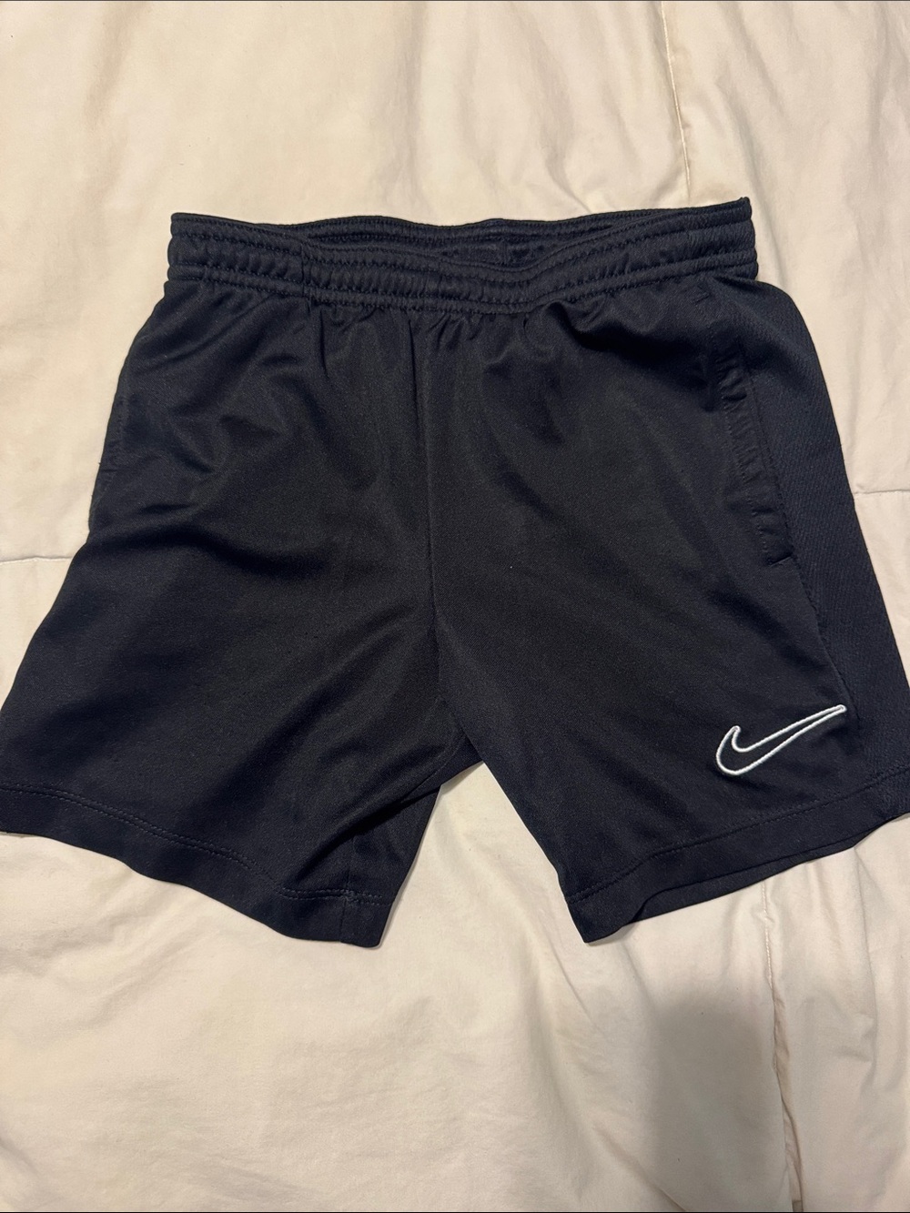 Nike Black Athletic Training Shorts with White Swoosh